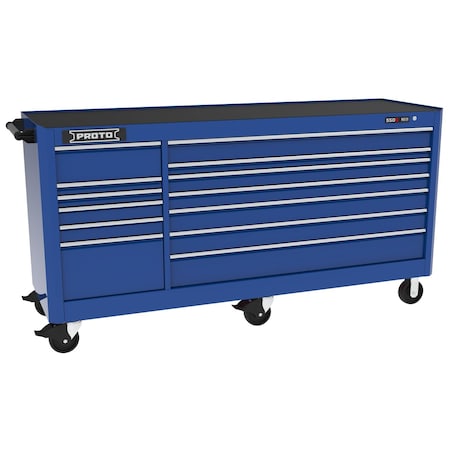 Proto 550 Series Rolling Tool Cabinet, 13 Drawer, Blue, Steel, 88 in W x 27 in D x 46-1/2 in H J558846B-13BL