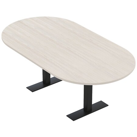 Skutchi Designs 6 Person Conference Table With Power Unit | 7' Racetrack Table | Harmony Series HAR-RAC-48X84-T.BK-K458-NA