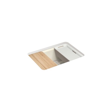 Kohler Riverby 27 undermount single-bowl workstation kitchen sink Biscuit 8668-5UPC-96