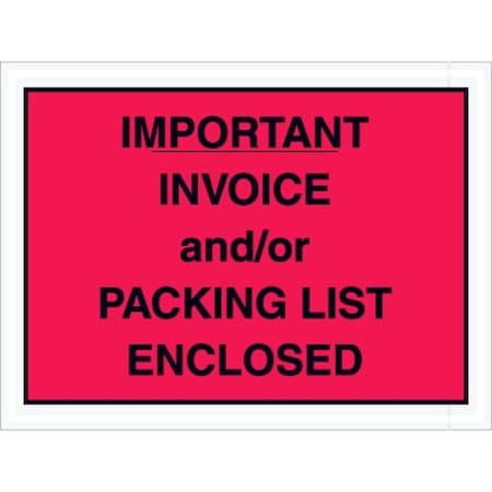 Zoro Select Packing List Envelopes, Red, PK1000 PL418