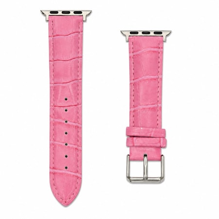 Elegani Alligator-Embossed Leather Watch Replacement Band Compatible with Apple Watch 40mm, Pink LAT-PNK-40mm