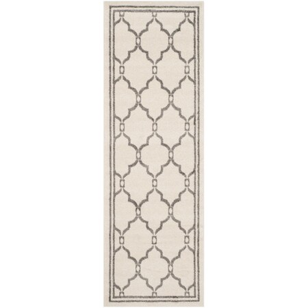 Safavieh 2 ft.-3 in. x 7 ft. Runner Indoor-Outdoor Amherst- Ivory and Grey Power Loomed Rug AMT414K-27
