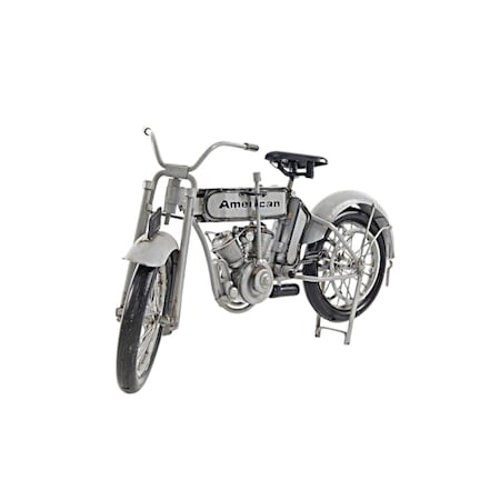 Homeroots 6" White Metal Hand Painted Model Motorcycle Tabletop Sculpture 401130