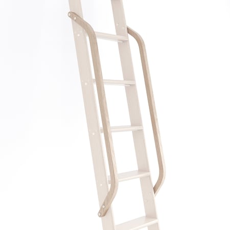 Quiet Glide Red Oak Wood Library Ladder Handrail Satin Nickel (No Ladder) QG.6309.RO.02