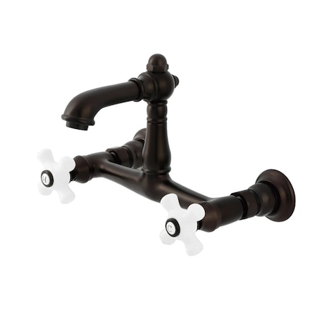 Kingston Brass Double-Handle Wall Mount Bathroom Faucet, Oil Rubbed Bronze KS7255PX
