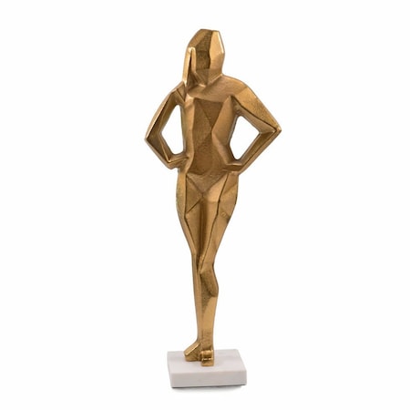 Homeroots 24" Gold And White Aluminum And Marble Woman Tabletop Sculpture 628144