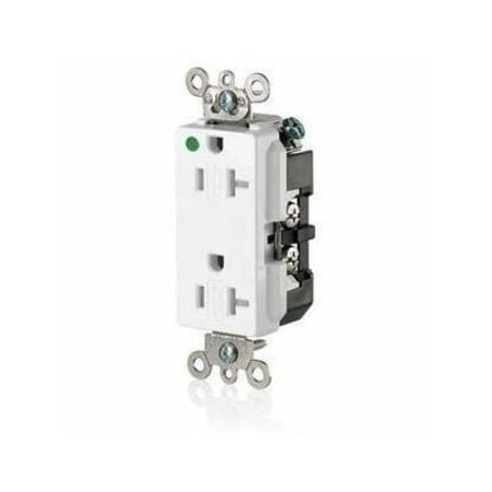 Leviton Hospital Grade Decora Receptacle, 20 Amp, 125 Volt 16362-SGW