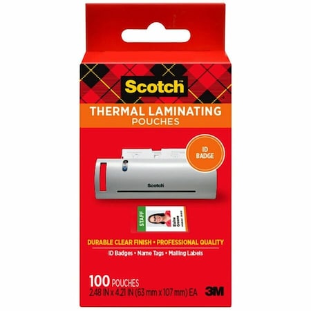 Scotch Pouch, Thermal, Badge, Clear, PK100 TP5852100