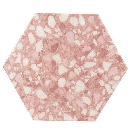 Apollo Tile Zenith 9 x 11 in. Matte Blush Pink Porcelain Hexagon Wall and Floor Tile 8.07 sq ft/case, 16PK HEX88TERROSA