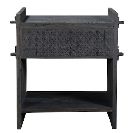Homeroots 26" Dark Gray One Drawer Nightstand 488762