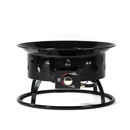 Homeroots 50000 BTU 19in Black Steel Propane Portable Tabletop Round Fire Pit 714430