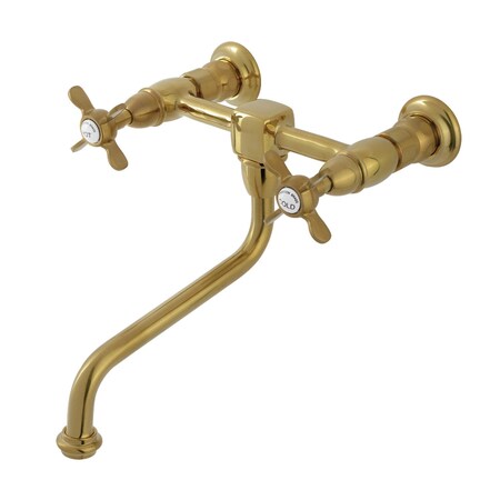 Kingston Brass Double-Handle Wall Mount Bathroom Faucet, Brushed Brass KS1217BEX