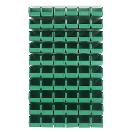 Quantum Storage Systems 36X61 HC LOUVERED PANEL W/60 BINS GREEN QLP-3661HC-230-60GN
