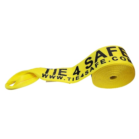 Tie 4 Safe 4'' x 60' Winch Straps w/ Loop End WLL: 5,400 lbs. Yellow. TWS44-60-Y-C-1
