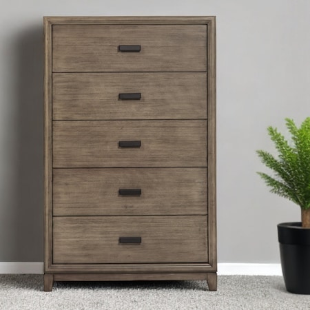 Homeroots 32" Gray Solid Wood Five Drawer Chest 524113