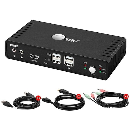 Siig AC CE-KV0811-S1 2-Port HDMI2.0 Video Console KVM Switch with USB2.0 CE-KV0811-S1