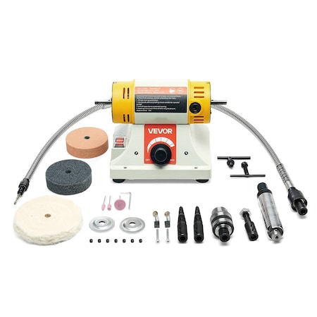 Vevor 1/2HP Bench Buffer Polisher 0 to 8000RPM with 3-inch & 4-inch Wheels DR75A