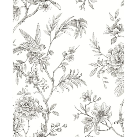 A-Street Prints Jessamine Grey Floral Trail Wallpaper 2763-24237