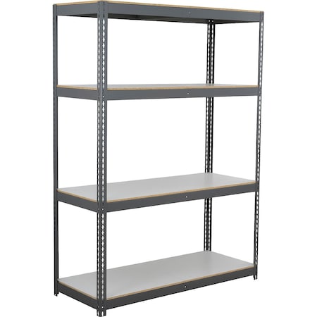 Global Industrial 4 Shelf, Heavy Duty Boltless Shelving, Starter, 72"Wx18"Dx60"H, Laminate Deck B3171563