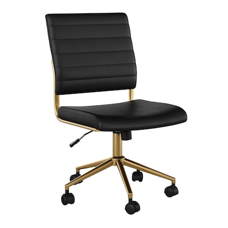 Martha Stewart Ivy Upholstered Office Chair in Black/Polished Brass CH-220921-1-BK-GLD-MS