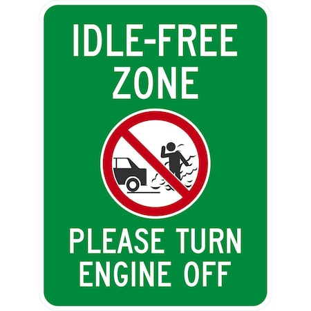 Lyle Idle-Free Zone Please Turn Engine Off with Graphic, 18x24, High Intensity Prismatic, White G-10552-HI_18x24