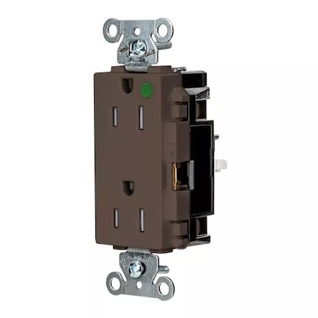 Hubbell Wiring Device-Kellems Straight Blade Receptacle, 5-15R, 15 A, 125V AC, 2 Pole, 3 Wire, Surface Mount, Grounded HBL2172STTR