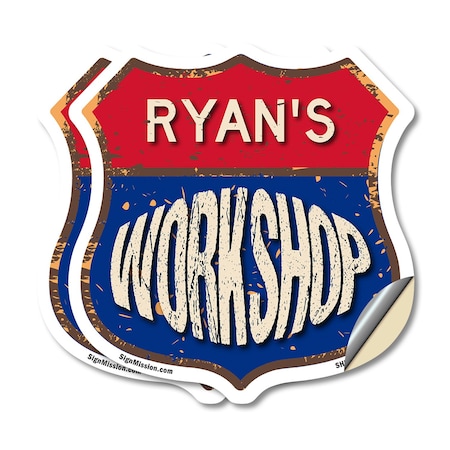 Signmission Ryan's Workshop, 12 inch X 12 inch, Vinyl Decal, 2PK SHI-D-2PACK-12-489-RYAN