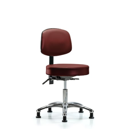 Blue Ridge Ergonomics Vinyl Stool, Back Chrome, Desk, Glides, Taupe BR-VDHST-CR-T0-RG-8815