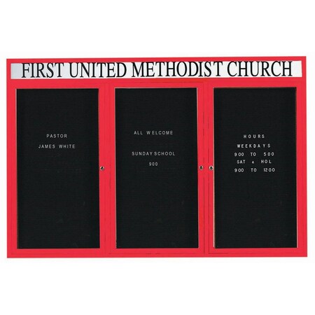 Aarco Outdoor Enclosed Directory w/ Al Frame HeadeRS, Powder Coated Red, 48''Hx72''W OADC4872-3HR