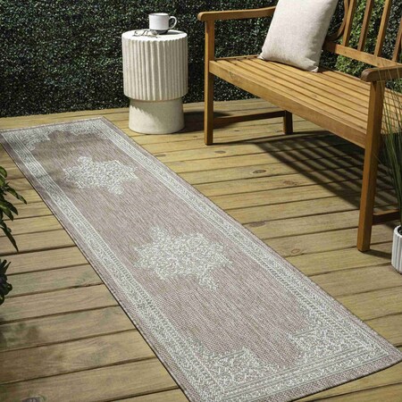 Jonathan Y Arden Vintage Casual Medallion Beige/Cream 2 ft. x 8 ft. Indoor/Outdoor Runner Rug SMB300B-28