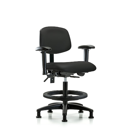 Blue Ridge Ergonomics Medium Bench Chair Chair, Vin, Med Ben, Tilt AA BF Glides, Blk, Adjustable Arms, 22" to 29" Height BR-VMBCH-RG-T1-A1-BF-RG-8540