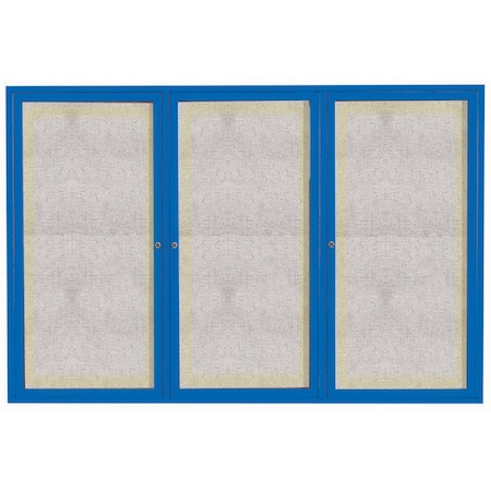 Aarco Outdoor Illuminated Enclosed Bulletin Board w/ Al Frame, Powder Coated Blue, 48''Hx72''W ODCC4872-3RIB