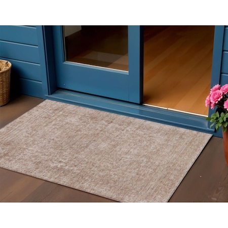 Homeroots 3' X 5' Copper And Beige Abstract Washable Indoor Outdoor Area Rug 616004