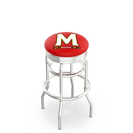 Holland Bar Stool Co 25" Chrome 2-Ring Maryland Swivel Bar Stool, Accent Ring L7C3C25Mrylnd