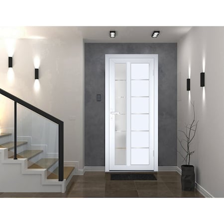 Vdomdoors Front Exterior Prehung FiberGlass Door Frosted Glass / Manux 8088 White Silk / Office Commercial an MANUX8088EXD-WS-W36 x H80-LH