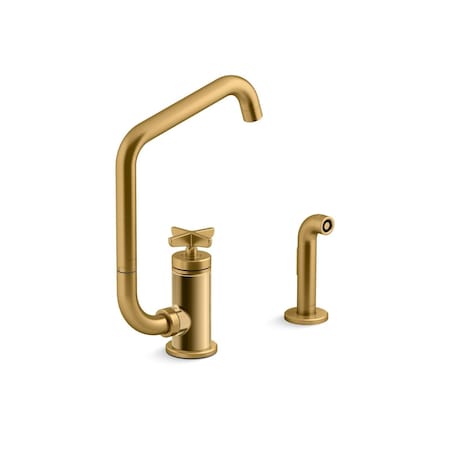 Kohler Billet Single-handle bar sink faucet with two-function extended-reach spout and side sprayer 28667-3-2MB