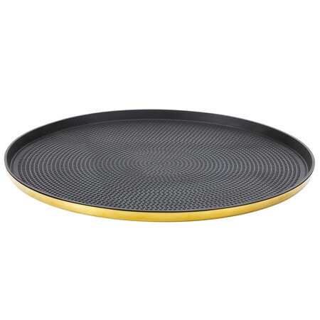 Service Ideas Modern Edge Round Serving Tray, 14in diamater, Vintage Gold TRME14RIVG