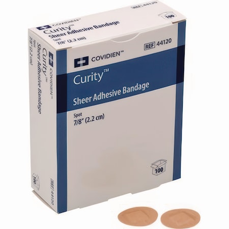 Curity Sheer Plastic Adhesive Bandages, Round Spot, 0.88 x 0.88, Clear, 100PK KCFB0193LF