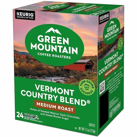 Green Mountain Coffee Coffee, Vermont Country Blend, Pod, Caffeinated, Ground, 7.44 oz, 24 PK 6602
