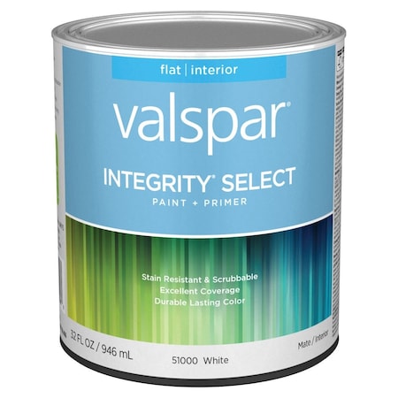 Valspar Integrity Select Paint & Primer Flat Interior Paint Wht 1 Qt. 028.0051000.005