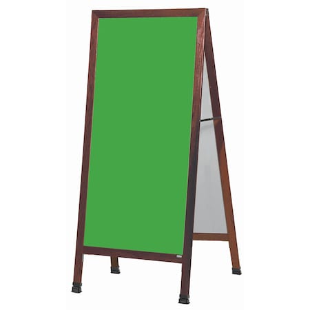 Aarco Extra Large A-Frame Sidewalk Board, Green Porcelain Chalkboard Solid Red Oak Frame, 68''Hx30''W MLA1SG