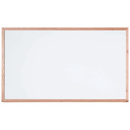 Aarco Melamine Marker Board, White Melamine Marker Board w/ a Red Oak Frame, Size 36''Hx60''W WOC3660