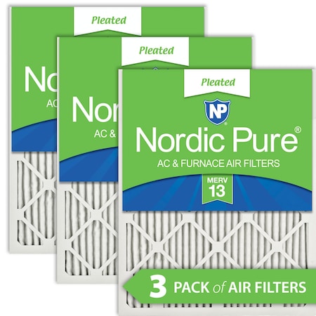 Nordic Pure 18x20x1 Pleated Air Filter, High Capacity, Electrostatically Charged Synthetic Media, MERV 13, 3 PK 18x20x1M13-3