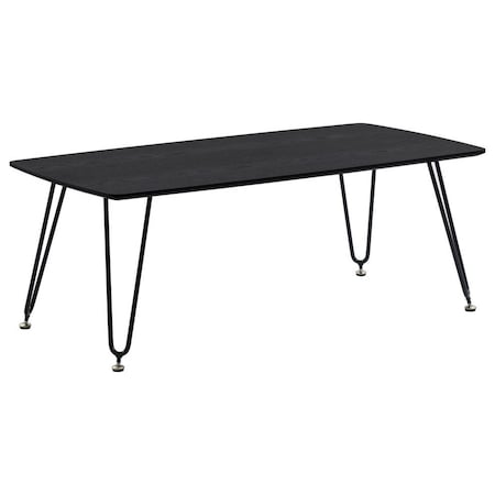 Leisuremod Elmwood Modern Wood Top Coffee Table with Iron Base, Black ET47BL