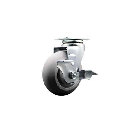 Service Caster 5 Inch Thermoplastic Rubber Swivel Caster with Ball Bearing and Brake SCC SCC-20S520-TPRBD-TLB
