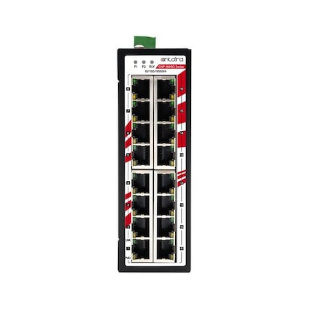 Antaira 16-Port Industrial PoE+ Unmanaged Gigabit Ethernet Switch, w/16*10/100/1000Tx (3 GNP-1600G