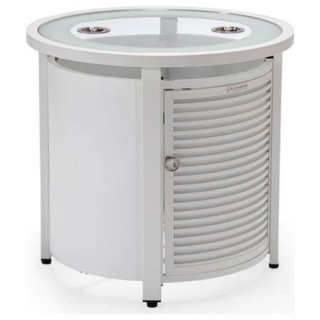 Leisuremod Walbrooke White Patio Round Tank Holder with Slats Design, White WHS24W