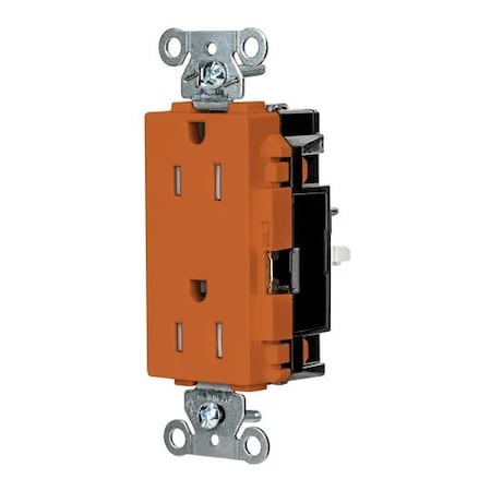 Hubbell Wiring Device-Kellems Straight Blade Receptacle, 5-15R, 15 A, 125V AC, 2 Pole, 3 Wire, Surface Mount, Grounded DR15STOTR