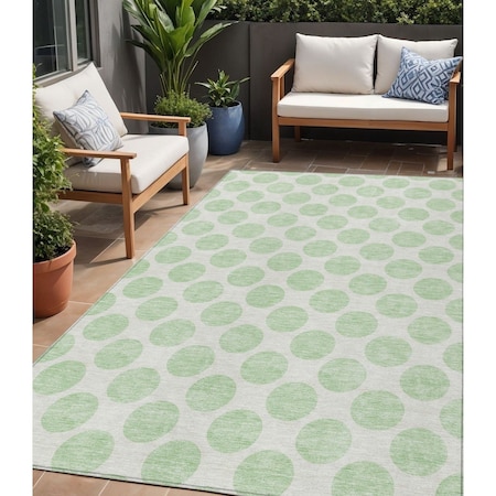 Homeroots 5' X 8' Mint Green And Ivory Polka Dot Washable Indoor Outdoor Area Rug 614918