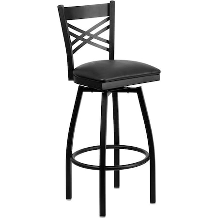Flash Furniture Swivel Batstool, X Back, Black Seat XU-6F8B-XSWVL-BLKV-GG